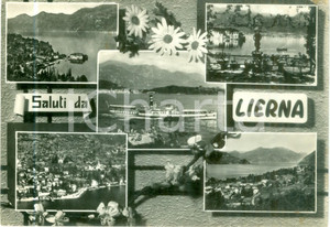 Cartolina originale da collezione 1956 LIERNA LC Vedutine del Lago con traghetto CONCORDIA Cartolina FG VG 1