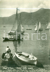 Cartolina originale da collezione 1950 LAGO D ISEO Barche a vela al largo Cartolina FG VG DANNEGGIATA 1