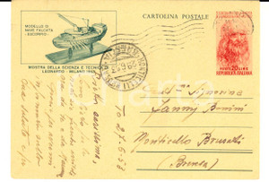 Cartolina originale da collezione 1953 MILANO Mostra della scienza e tecnica di Leonardo  Nave ESCORPIO Cartolina 1