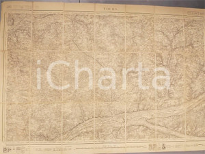 Mappa, planimetria storica 1900 ca TOURS Mappa Librairie GUILLANDVERGER 100x60 cm su tela RARA 1