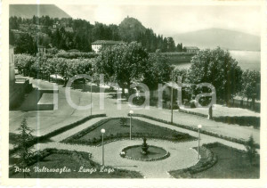 Cartolina originale da collezione 1957 PORTO VALTRAVAGLIA VA I giardini sul lungolago Cartolina FG VG 1
