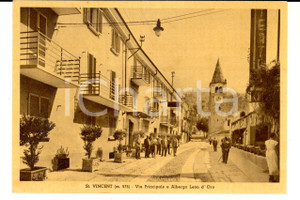 Cartolina originale da collezione 1940 ca SAINTVINCENT AO Via Principale e albergo LEON D ORO Cartolina ANIMATA 1