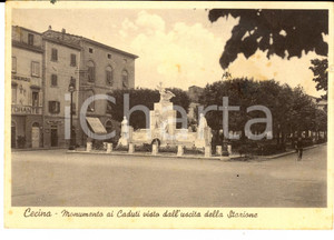 Cartolina originale da collezione 1941 CECINA LI Monumento ai Caduti visto dalla stazione Cartolina FG VG 1