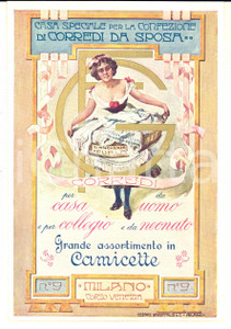 Cartolina originale da collezione 1910 ca MILANO Corredi da sposa e per casa FURLA Cartolina ILLUSTRATA FG NV 1