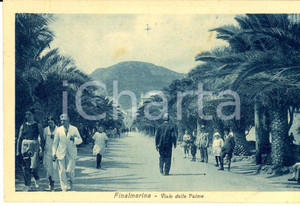 Cartolina originale da collezione 1930 FINALMARINA SV Viale delle PALME Cartolina postale ANIMATA FP VG 1