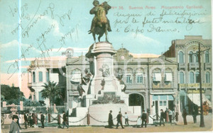Cartolina originale da collezione 1907 BUENOS AIRES ARGENTINA Monumento a Giuseppe GARIBALDI Cartolina FP VG 1