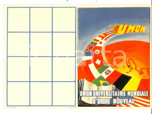 Oggetto da collezione cartaceo 1940 ca UMON Union Universitaire Mondiale d ORDRE NOUVEAU Tessera nuova 1
