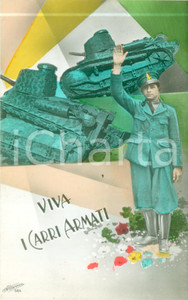 Cartolina originale da collezione 1941 PROPAGANDA DI GUERRA WW2 Viva i carri armati! Cartolina FP NV 1