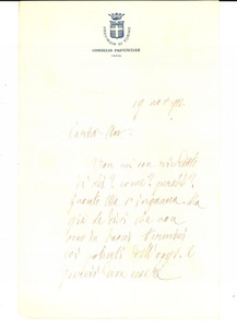 Autografo originale 1902 PROVINCIA DI TORINO Paolo BOSELLI promette aiuto a un amico AUTOGRAFO 1