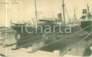 Cartolina originale da collezione 1912 LIVORNO Piroscafo CALABRIA all attracco in porto Cartolina FP VG 1