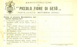 Cartolina originale da collezione 1935 ca ANZIO RM Amministrazione Piccolo Fiore di Gesù a NETTUNIA Cartolina FP 1