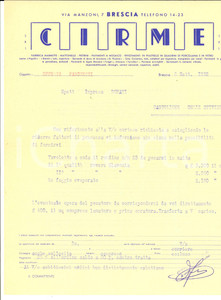 Documento originale, autentico 1952 BRESCIA Ditta CIRME Pavimenti e rivestimenti  Offerta parchetti 1