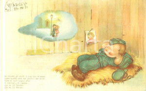 Cartolina originale da collezione 1942 PROPAGANDA WW2 il soldatino sogna la sua bella Cartolina ILLUSTRATA FP NV 1