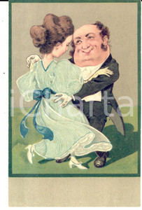 Cartolina originale da collezione 1900 ca COSTUMI Un vecchio seduttore all opera Cartolina SATIRICA a rilievo FP 1