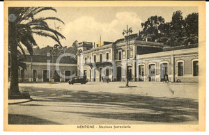 Cartolina originale da collezione 1941 MENTONE FRANCE Stazione ferroviaria Cartolina postale FP VG 1