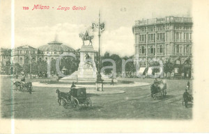 Cartolina originale da collezione 1900 ca MILANO Carrozze in largo CAIROLI Albergo EDEN Cartolina FP NV 1