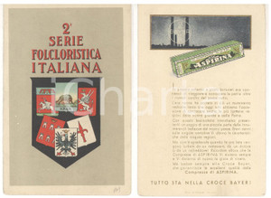 Materiale pubblicitario d’epoca 1950 ca Cartolina ASPIRINA BAYER 2 Serie Folcloristica Italiana Pubblicitaria 1