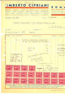 Documento originale, autentico 1948 ROMA Umberto CIPRIANI Attrezzi per l edilizia Fattura intestata 1