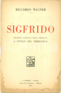 Oggetto da collezione cartaceo 1930 Riccardo WAGNER Sigfrido Anello del NIBELUNGO Editore BARION 1