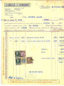 Documento originale, autentico 1931 ALESSANDRIA Ditta A. GHIGLIA & C. GIORDANO Fattura con bolli 1