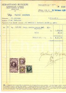 Documento originale, autentico 1932 MILANO Ditta Sebastiano RUGGERI Corami nazionali ed esteri Fattura 1