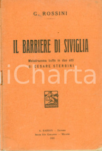 Oggetto da collezione cartaceo 1931 Gioachino ROSSINI Il barbiere di SIVIGLIA Melodramma buffo Edizioni BARION 1