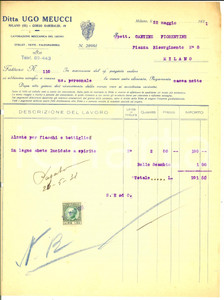 Documento originale, autentico 1931 MILANO Ditta Ugo MEUCCI lavorazione legno Fattura per alzate fiaschi 1
