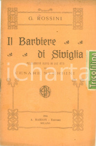 Oggetto da collezione cartaceo 1924 Gioachino ROSSINI Barbiere SIVIGLIA Melodramma Cesare STERBINI Tricofilina 1