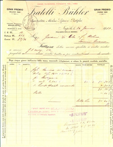 Documento originale, autentico 1917 NAPOLI Ditta Fratelli BUHLER Molini  Laterizi Fattura intestata 1