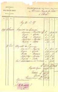 Documento originale, autentico 1887 ORTA NOVARESE NO Conto del notaio Bernardino RONCHETTI DANNEGGIATO 1