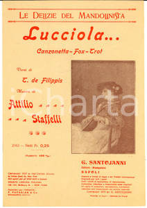 Oggetto da collezione cartaceo 1919 DE FILIPPIS  STAFFELLI Lucciola... Spartito per mandolino SANTOJANNI 1
