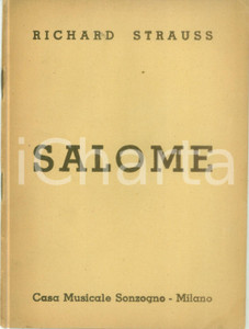 Oggetto da collezione cartaceo 1948 Richard STRAUSS Oscar WILDE Salome Libretto Casa Musicale SONZOGNO 1