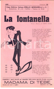 Oggetto da collezione cartaceo 1920 ca Oddo ODDI  lA FONTANELLA Volantino spartito ed. Emilio GENNARELLI 1
