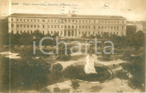 Cartolina originale da collezione 1927 BARI Regia UniversitÃ  Giardino UMBERTO I Cartolina FP VG 1