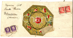 Cartolina originale da collezione 1930 ca STORIA POSTALE  Cartoncino bozzetto 25x13  50 cent + 20 cent. Imperiale 1