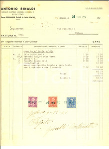 Documento originale, autentico 1941 MILANO corso Costanzo CIANO  Antonio RINALDI Impianti elettrici Fattura 1