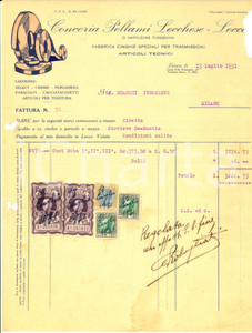 Documento originale, autentico 1931 LECCO Conceria Pellami Lecchese di Napoleone TODESCHINI Fattura cuoi 1