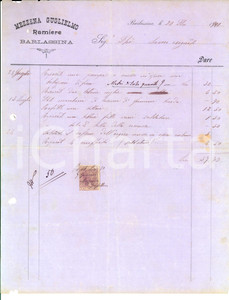 Documento originale, autentico 1891 BARLASSINA MB Guglielmo MEZZENA ramiere idraulico Fattura manoscritta 1