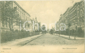 Cartolina originale da collezione 1906 EBERSWALDE GERMANIA Carrozza sulla neue Schweizerstrasse Cartolina FP VG 1