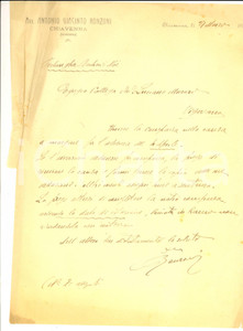 Manoscritto, lettera originale 1925 CHIAVENNA Lettera avv. Antonio Giacinto RONZONI per udienza DANNEGGIATA 1