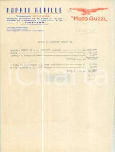 Documento originale, autentico 1948 VIGEVANO PV Achille NOVATI Concessionario MOTO GUZZI Fattura 1
