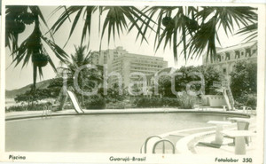 Cartolina originale da collezione 1945 ca GUARUJA BRASIL La piscina di un grande albergo Fotografia seriale 1