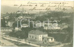 Cartolina originale da collezione 1913 PINEROLO TO Panorama con Chiesa di SAN MAURIZIO Cartolina postale FP VG 1