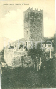 Cartolina originale da collezione 1930 ca GRESSAN AO Panorama del Castello con la torre Cartolina FP NV 1