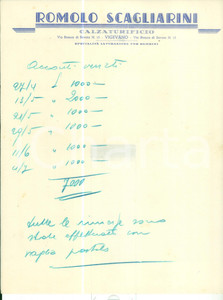 Documento originale, autentico 1945 ca VIGEVANO PV Calzaturificio Romolo SCAGLIARINI Lavorazione per bambini 1