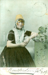 Cartolina originale da collezione 1907 AMSTERDAM OLANDA Contadina in costume tradizionale Cartolina FP VG 1