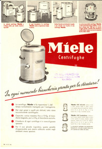 Materiale pubblicitario d’epoca 1955 ca PIACENZA ITALRADIO Volantino MIELE Centrifughe PubblicitÃ 1