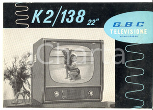 Materiale pubblicitario d’epoca 1960 ca MILANO GBC Pieghevole televisione K2/138 22 ILLUSTRATO 1