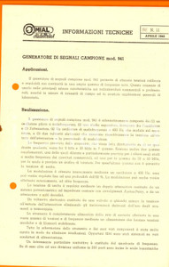 Materiale pubblicitario d’epoca 1942 MILANO Ditta MIAL  Generatore segnali campione mod. 941 Volantino tecnico 1
