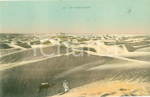 Cartolina originale da collezione 1940 ca DESERTO DEL SAHARA Beduini sulle grandi dune Cartolina FP NV 1
